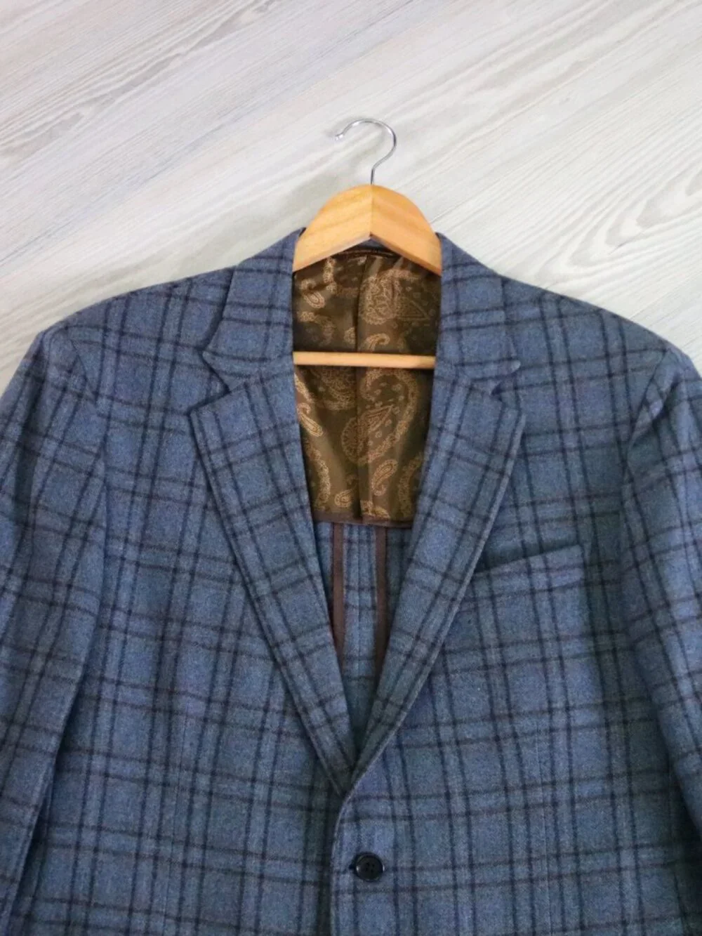 Robert Talbott Azure Blazer Mens 44R Wool Cashmere Windowpane Old Money Coat